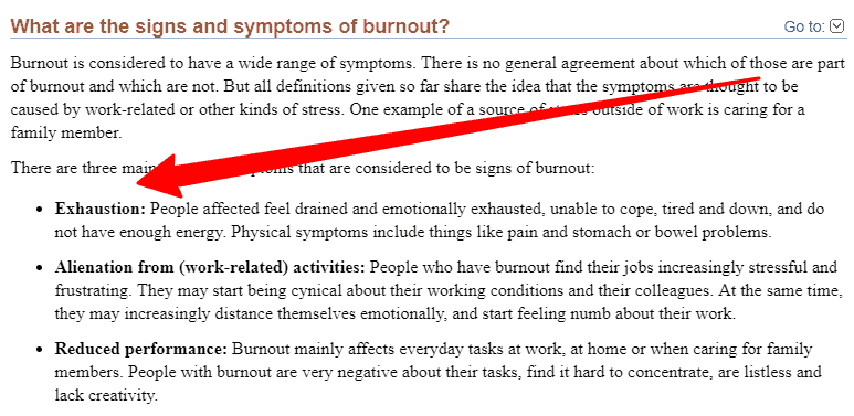 symptoms of burn out syndrome