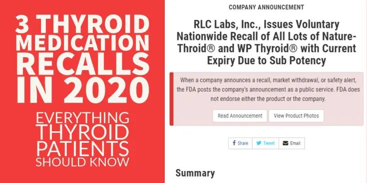 3 thyroid medication recalls in 2020