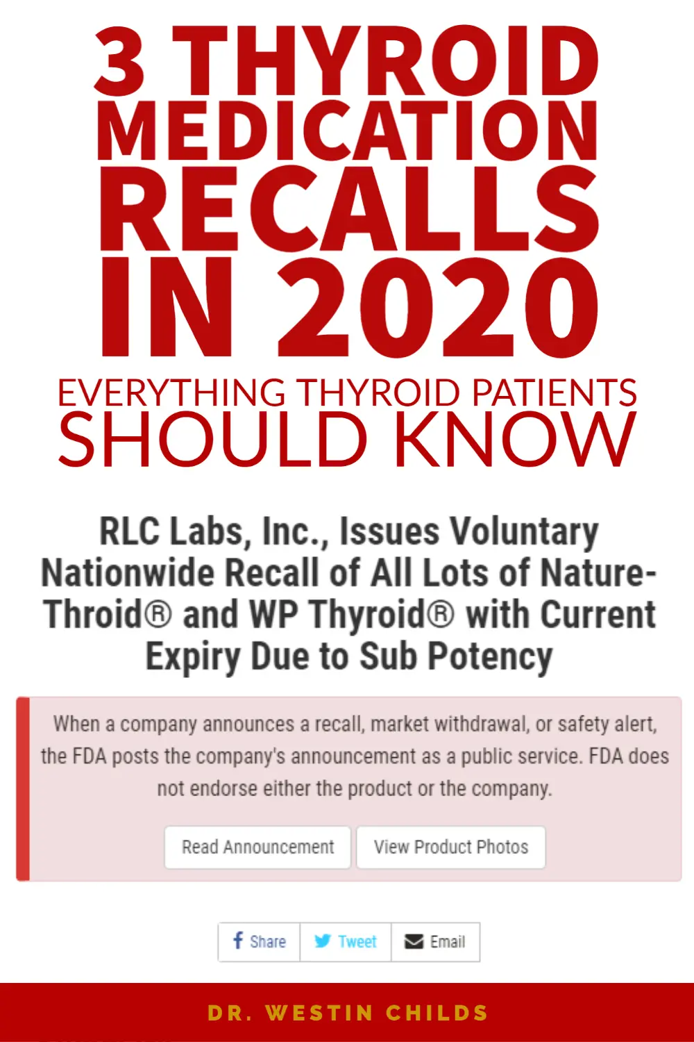 thyroid medication recalls of NDT in 2020