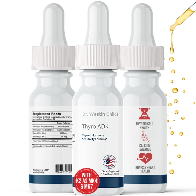 thyro adk thyroid cellular sensitivity blend for hypothyroidism with vitamin k2, vitamin a, and vitamin d3