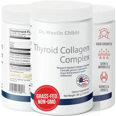 thyroid collagen complex, collagen peptides for thyroid patients with hypothyroidism, hashimotos and hyperthyroidism
