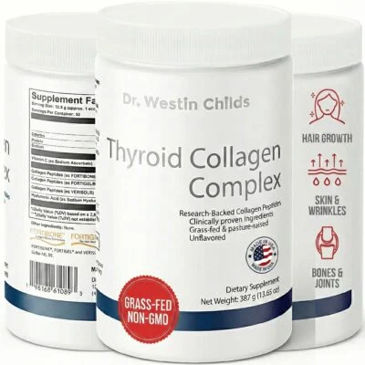thyroid collagen complex, collagen peptides for thyroid patients with hypothyroidism, hashimotos and hyperthyroidism update