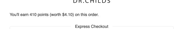 Current checkout message showing points earned on an order