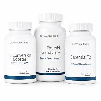 Core Thyroid Trio Bundle with T3 Conversion Booster, Thyroid Glandular+, and Essential T2 bottles