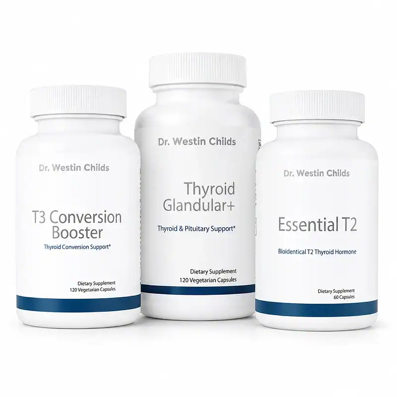 Core Thyroid Trio Bundle with T3 Conversion Booster, Thyroid Glandular+, and Essential T2 bottles