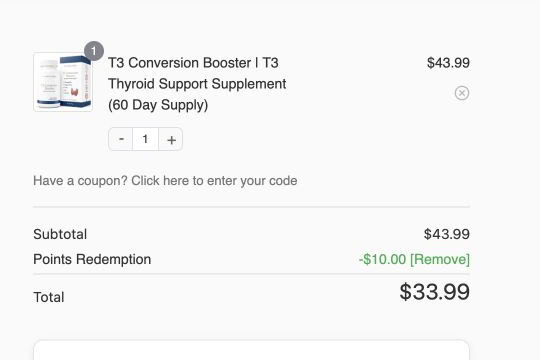 Checkout order summary showing a 10 dollar Points Redemption discount and the new order total.