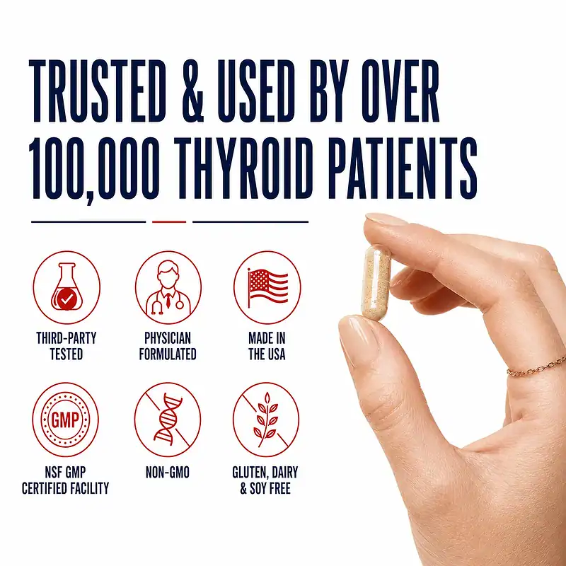 Hair, Skin & Nails Beauty Stack trust badges for third-party testing, physician formulation, USA manufacturing, GMP certification, non-GMO ingredients, and allergen-free standards.