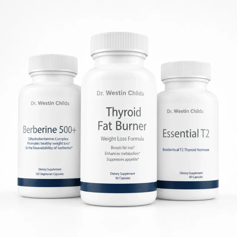 Thyroid Metabolism Booster Bundle with Berberine 500+, Thyroid Fat Burner, and Essential T2 bottles