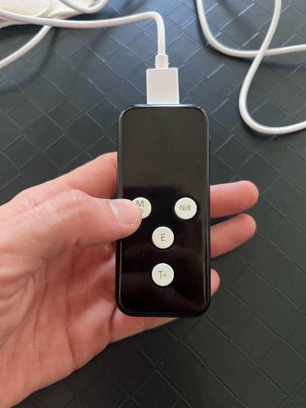 M / power button on the shared Thyro Face Light controller.