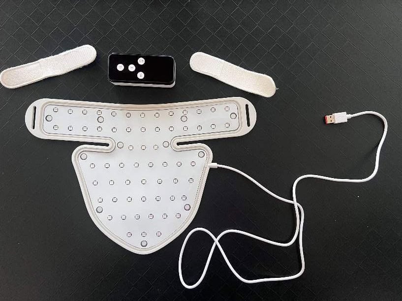 Thyro Light device, two straps, and controller.