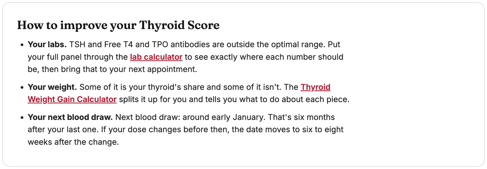 How to improve your Thyroid Score suggestions in the tracker